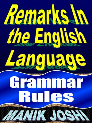 cover image of Remarks In the English Language